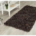 Handmade Metro Brown Suede Leather Metro Shag (3' x 5')