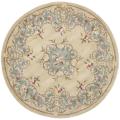 Handmade Ivory/ Light Blue Hand-spun Wool Rug (6' Round)