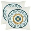 Celebrations 18-inch White/ Turquoise Decorative Pillows (Set of 2)