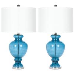 Indoor 1-light Turquoise Glass Table Lamps (Set of 2)