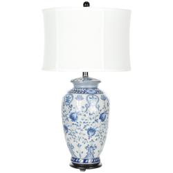 Indoor 1-light White and Blue Gardens Table Lamp