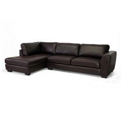 Orland Brown Leather Modern Sectional Sofa Set with Left Facing Chaise