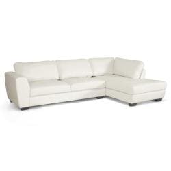 Orland White Leather Modern Sectional Sofa Set with Right Facing Chaise