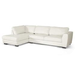 Orland White Leather Modern Sectional Sofa Set with Left Facing Chaise