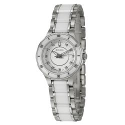 Bulova Women's Stainless Steel and Ceramic Diamond Watch