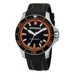 Wenger Men's Sea Force Black Dial Rubber Diver Watch