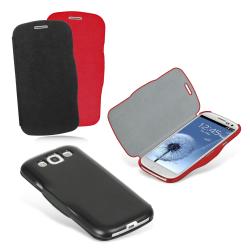 Samsung Galaxy S III / i9300 Leatherette Designer Flip Case and Screen Protector