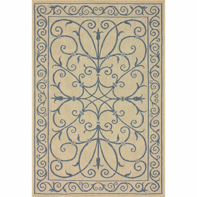 Alexa Outdoor/ Indoor Blue Rug (8' x 11')