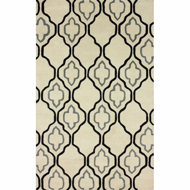 Handmade Luna Moroccan Trellis Natural Wool Rug (7'6 x 9'6)