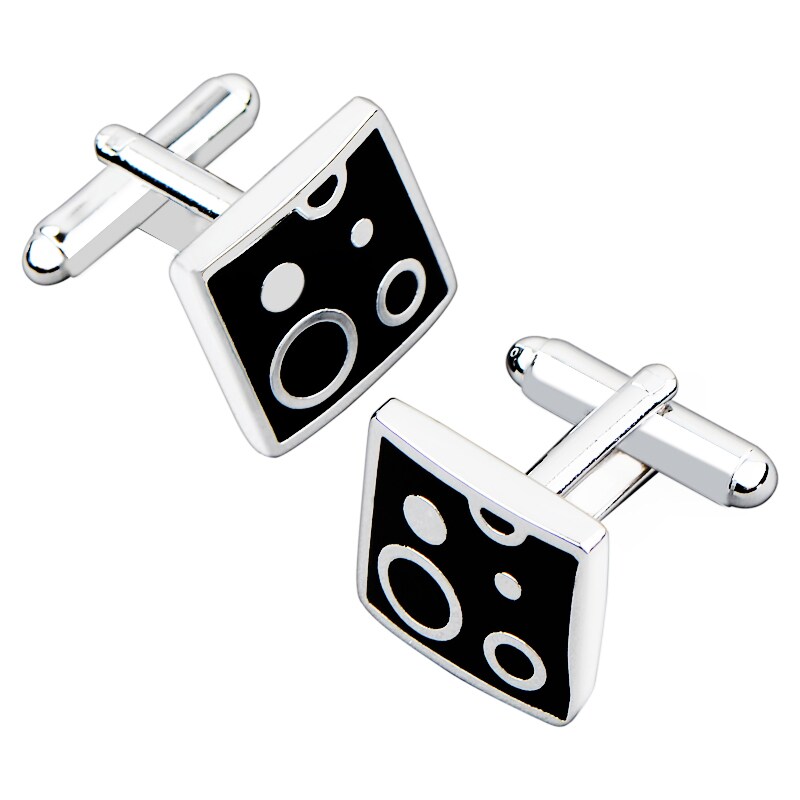 BasAcc Black/ Silver Air Bubble Square Cufflink