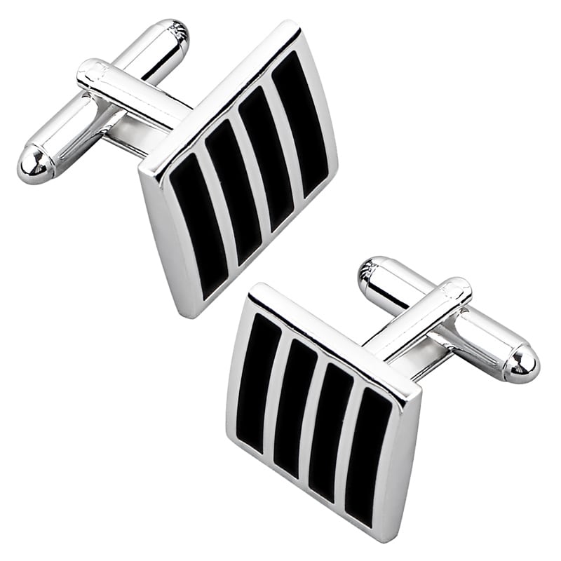 BasAcc Black/ Silver Square Cufflink Version 2