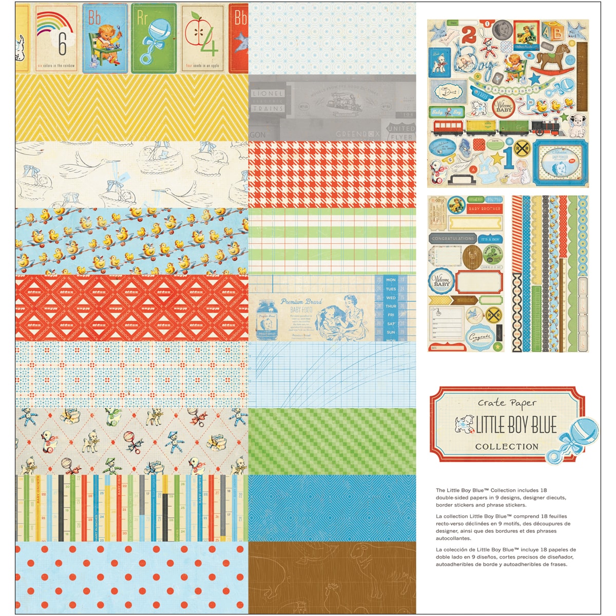 Little Boy Blue Collection Kit 12"X12"-9 Designs/2 Each