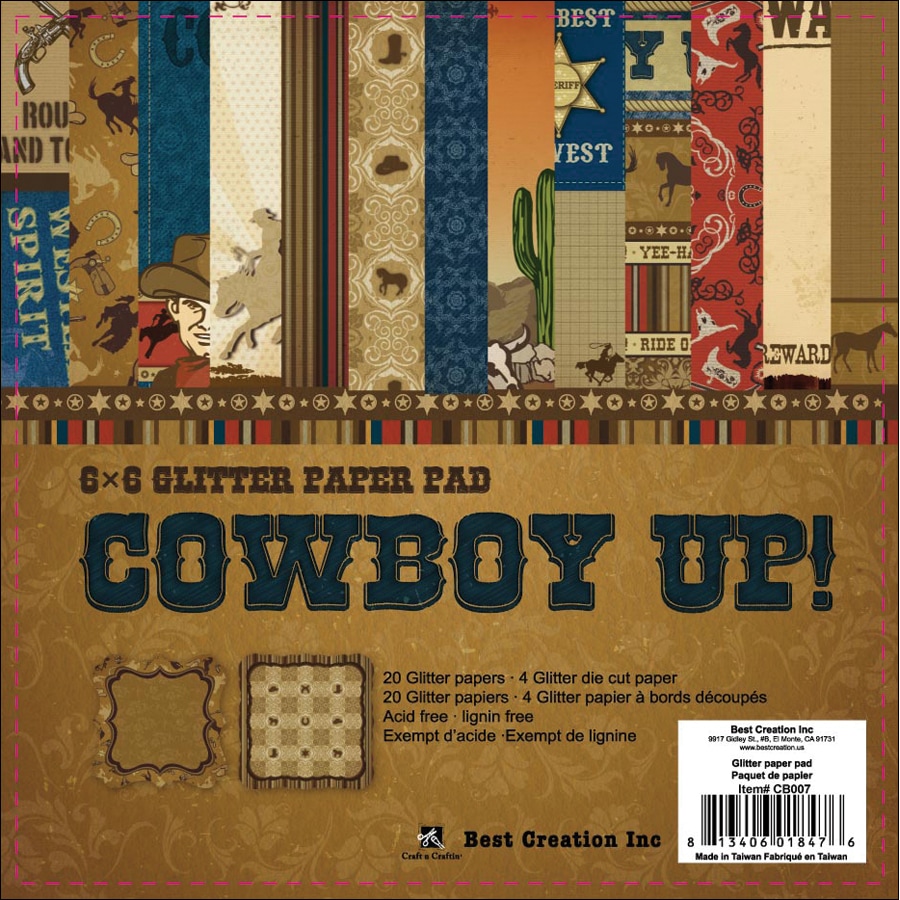 Cowboy Double-Sided Cardstock Pack 6"X6" 24 Sheets-