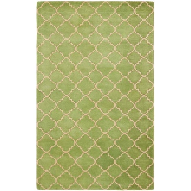 Handmade Moroccan Green Wool Rug (5' x 8')