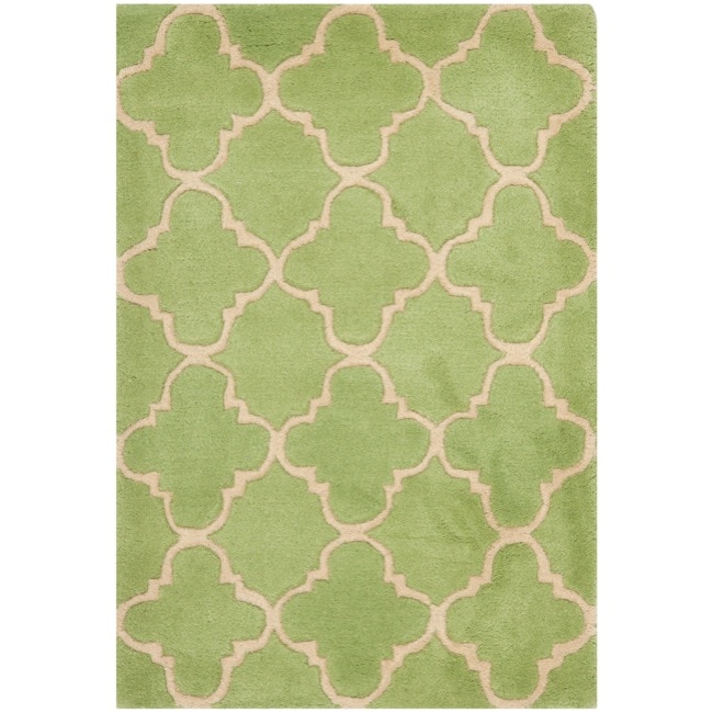 Handmade Moroccan Green Wool Rug (3' x 5')