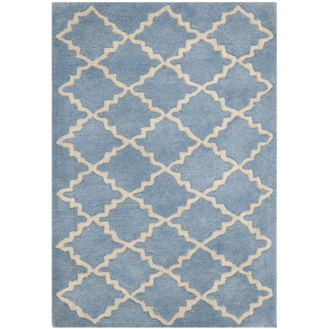 Handmade Moroccan Blue Grey Wool Rug (2' x 3')