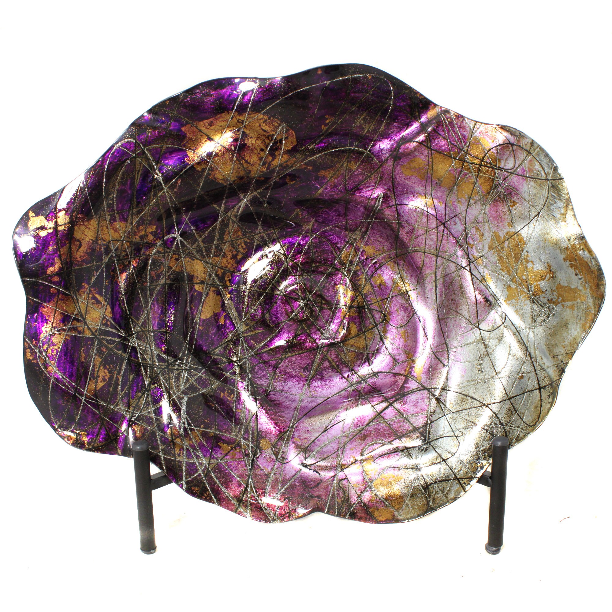 Casa Cortes Magenta Bowl Charger Decorative Art Glass Plate