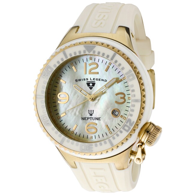 Swiss Legend Unisex 'Neptune Ceramic' Beige Silicone Watch