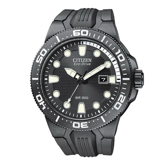 Citizen Men's Eco-Drive Black Scuba Fin Rubber Black Dial Watch