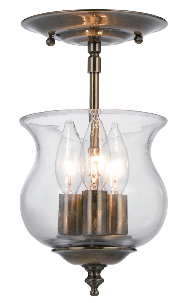 Ascott 3-light Antique Brass Semi-flush Light Fixture