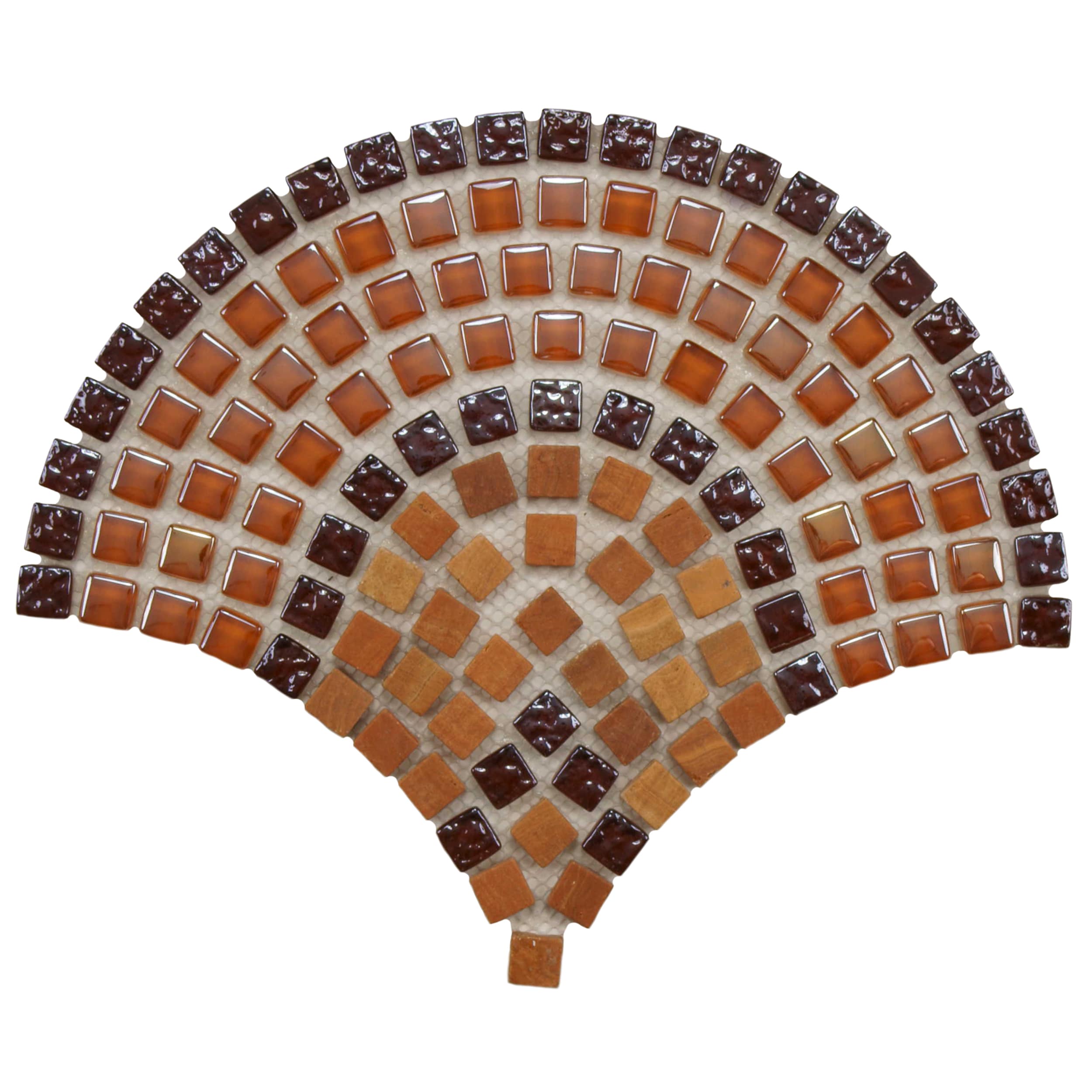 SomerTile Reflections Arch Paprika Glass and Stone Mosaic Tiles (Case of 10)