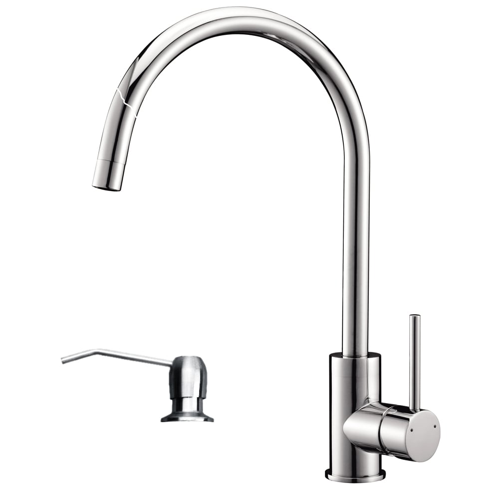 Ruvati Polished Chrome Single Handle Kitchen Faucet with Soap Dispenser