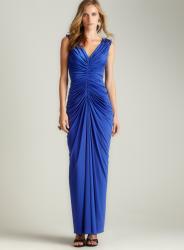 Tadashi Sequin Trim Shoulder Gown
