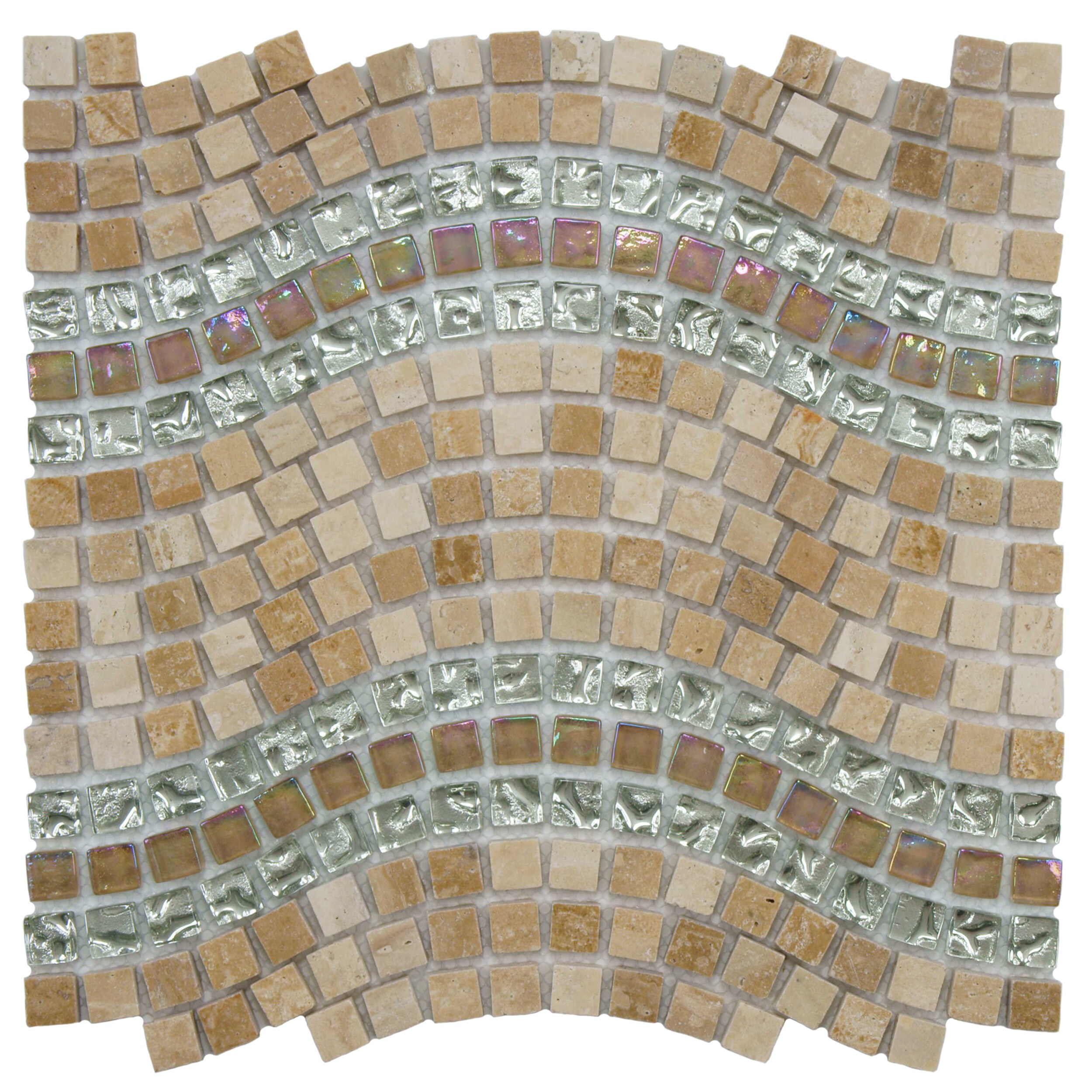 SomerTile Reflections Wave Venus Glass, Stone and Metal Mosaic Tile (Case of 10)