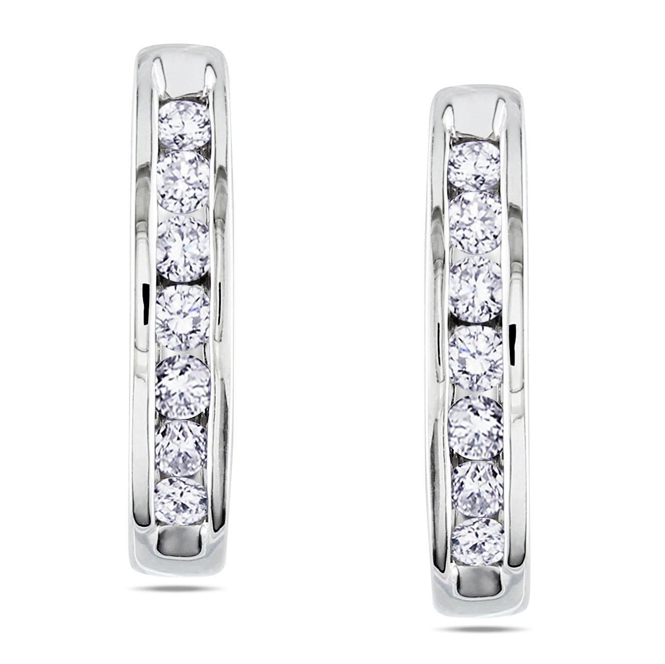 Miadora 10k White Gold 1/4ct TDW Diamond Hoop Earrings