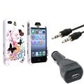 White Autumn Flower Case/ Cable/ Car Charger for Apple iPhone 4/ 4S