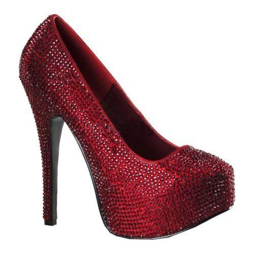 Women's Bordello Teeze 06R Ruby Red Satin/Rhinestones