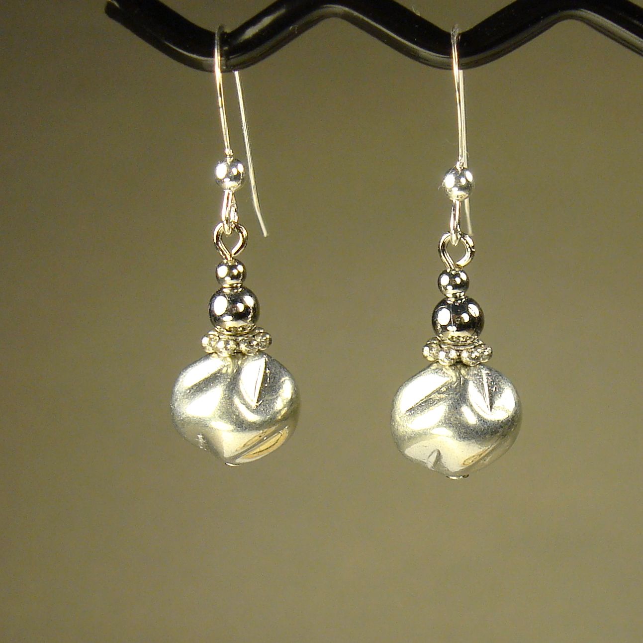Jewelry by Dawn Silver Glass Nugget Earrings