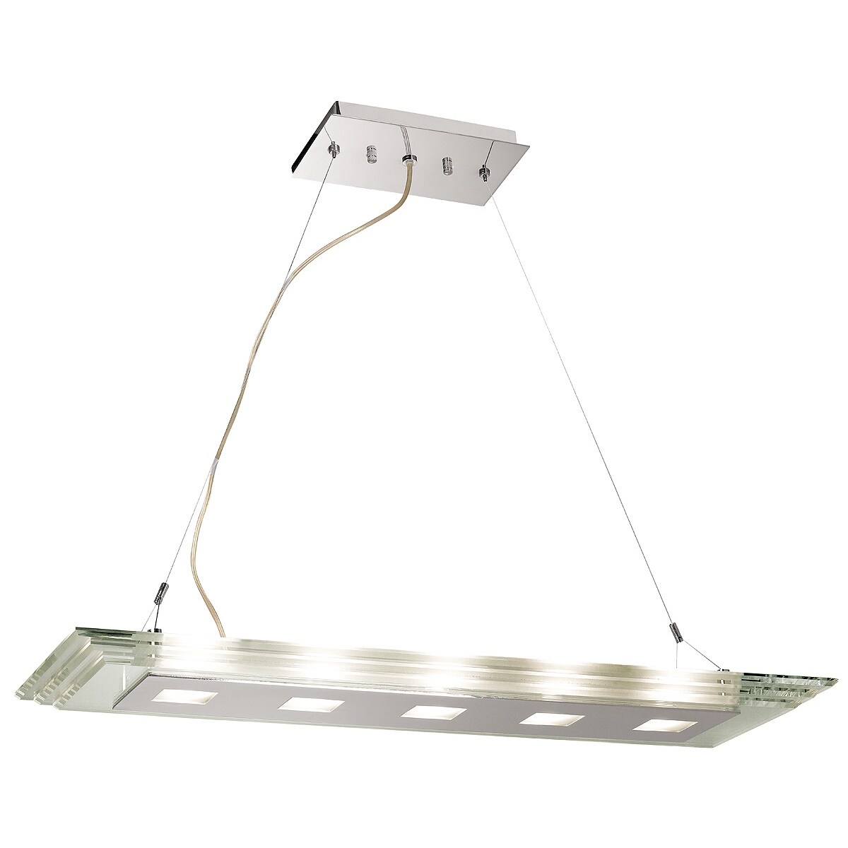 Access 'Silica' 5-light Chrome Cable Crystal Glass Pendant