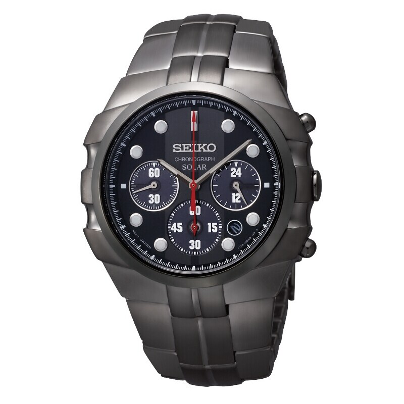Seiko Men's Solar Chrono Black Ion Stainless Steel Watch