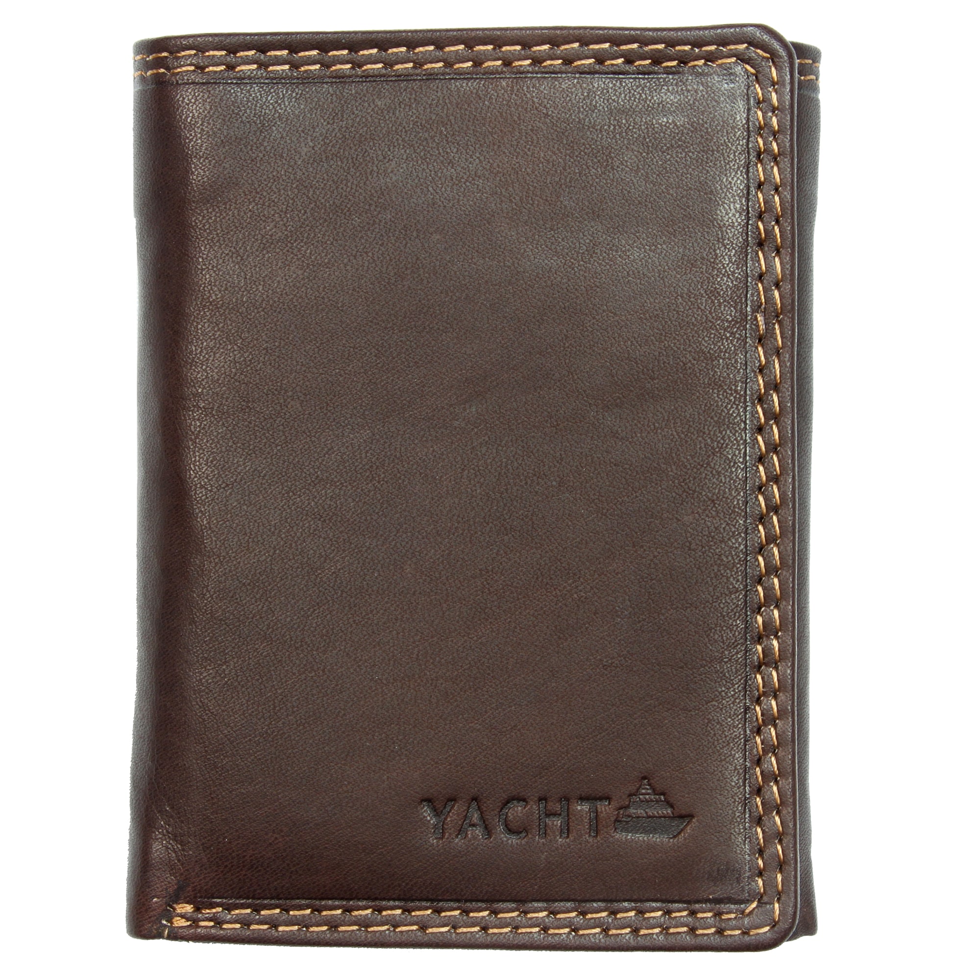 Yacht Fashion Men's Leather Wallet Tri-fold Brown Design