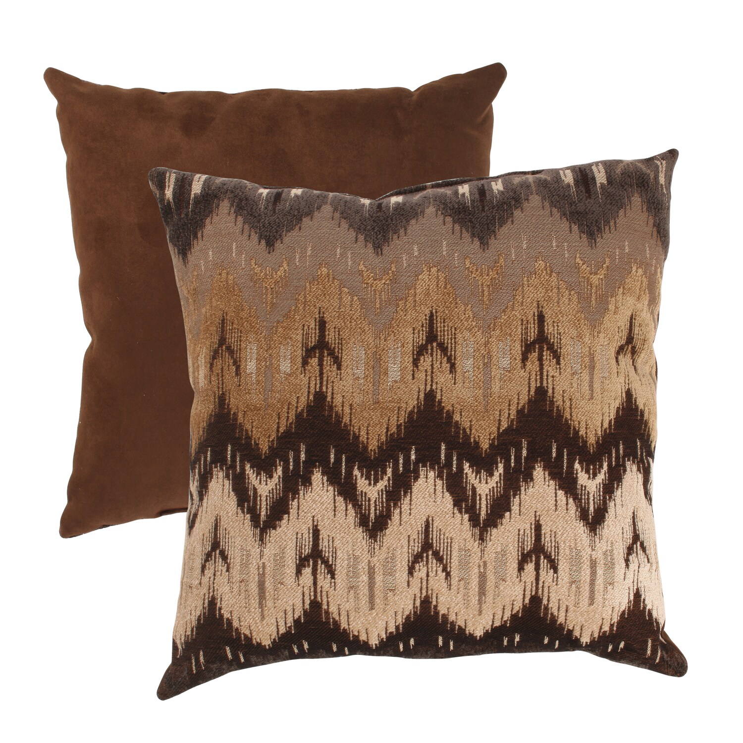 'Ikat' Brown Chevron Throw Pillow