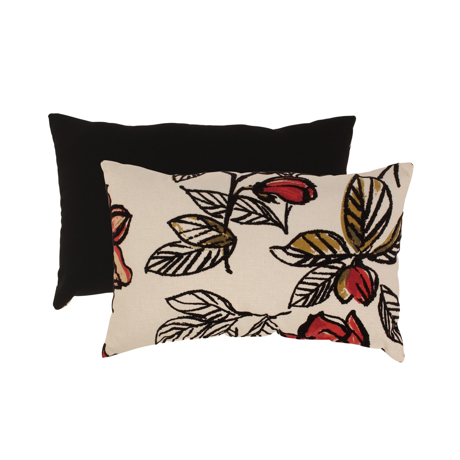 Flocked Floral Rectangular Throw Pillow