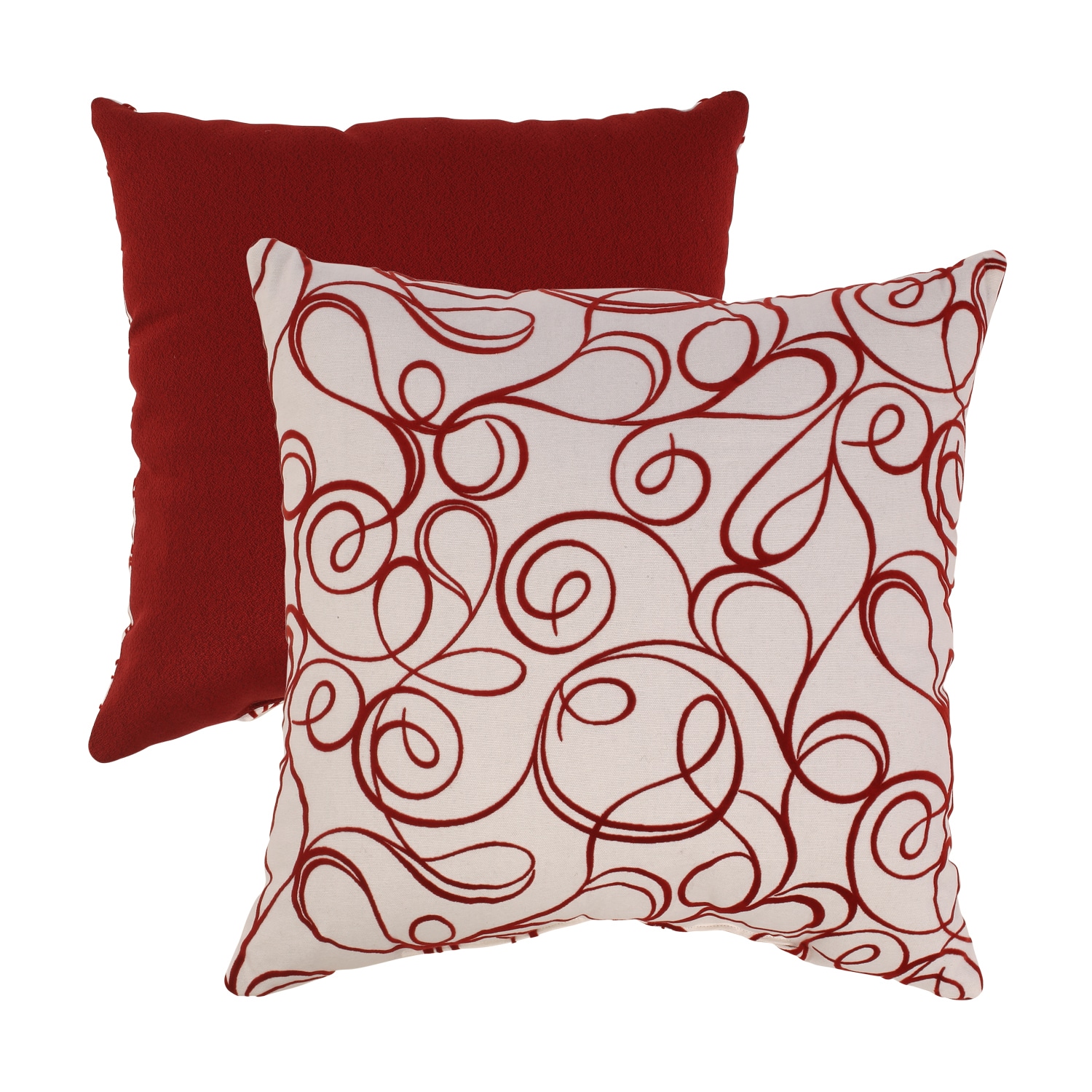 Pillow Perfect Red/ White Flocked Scroll Throw Pillow