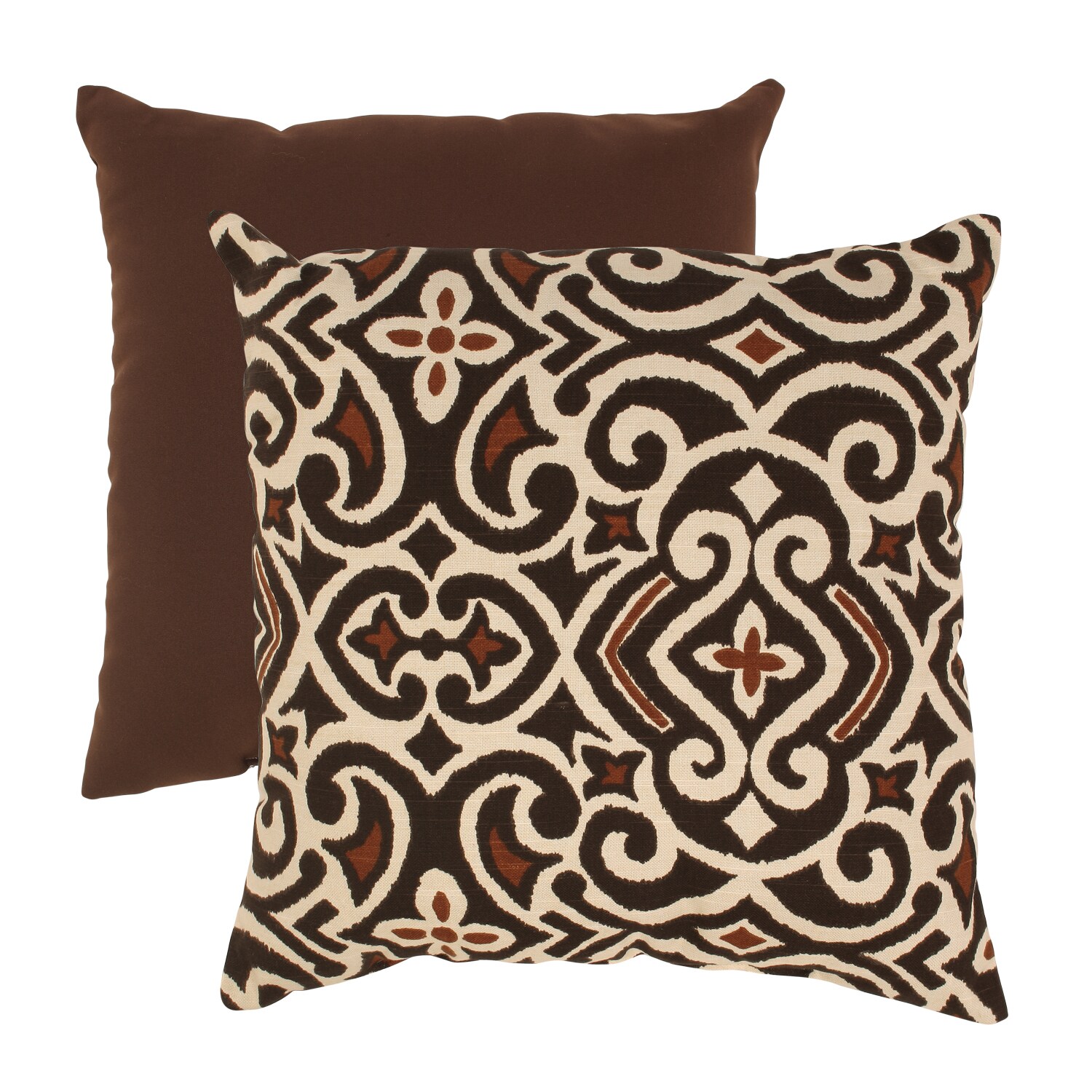 Brown/ Beige Damask Throw Pillow