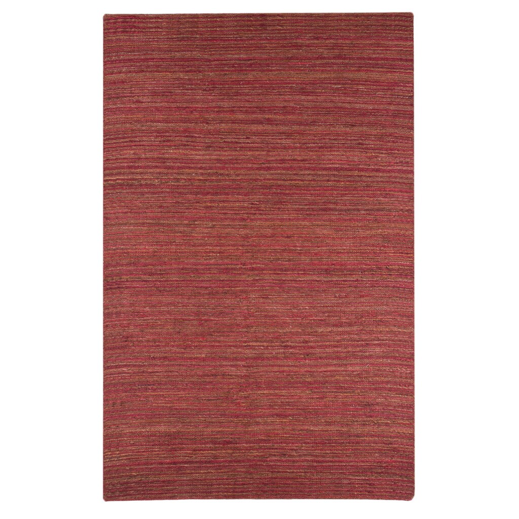 Hand-woven Solid Red Orange Hemp Rug (5' x 8')