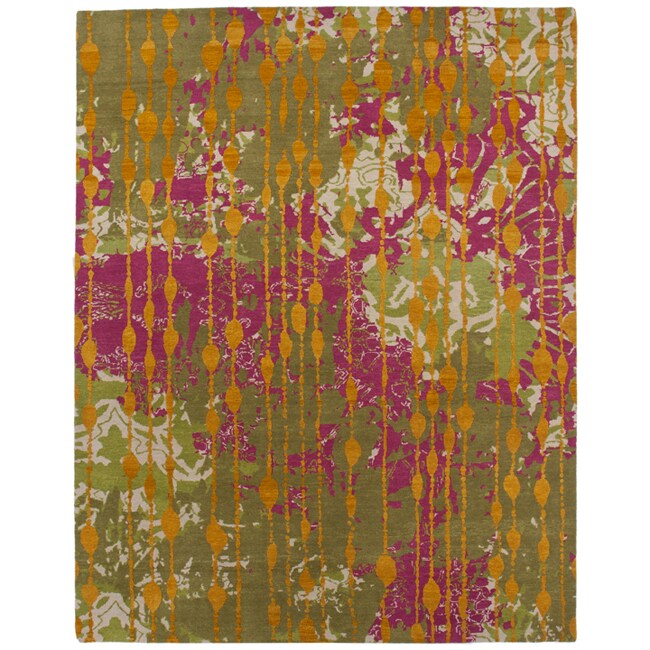 Hand-knotted Oriental Swamp Green Wool Rug (8' x 10')