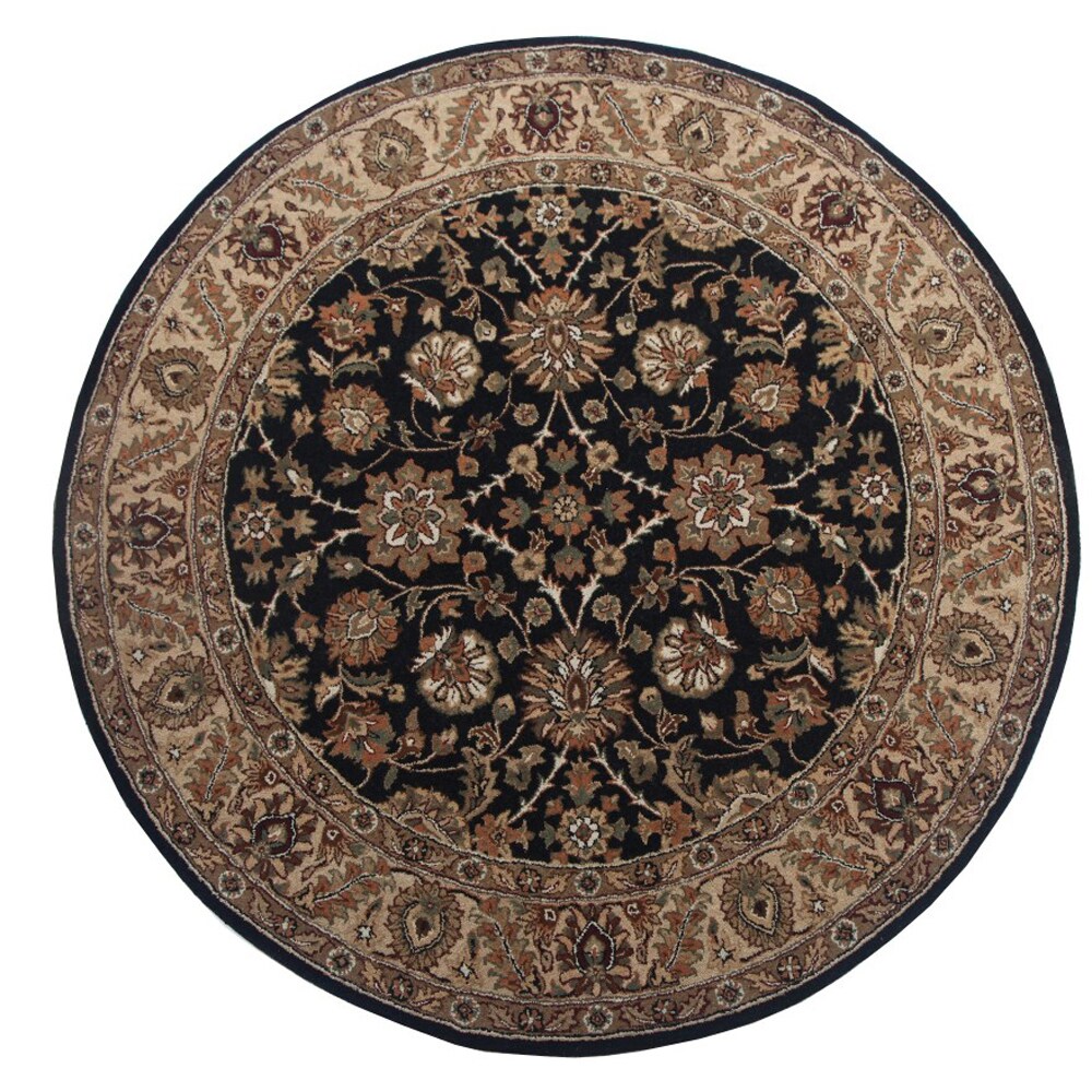 Hand-tufted Oriental Ebony Wool/ Cotton Rug (8' Round)