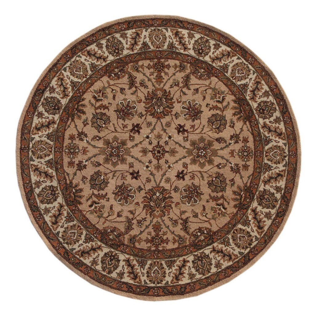 Hand-tufted Oriental Peach Wool/ Cotton Rug (8' Round)