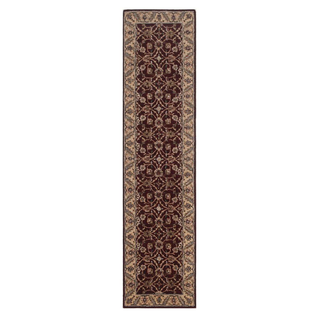 Hand-tufted Oriental Plum Wool/ Cotton Rug (3' x 12')