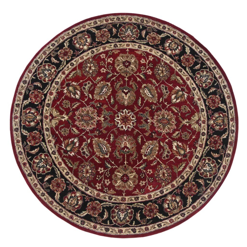 Hand-tufted Oriental Red Wool/ Cotton Rug (8' Round)