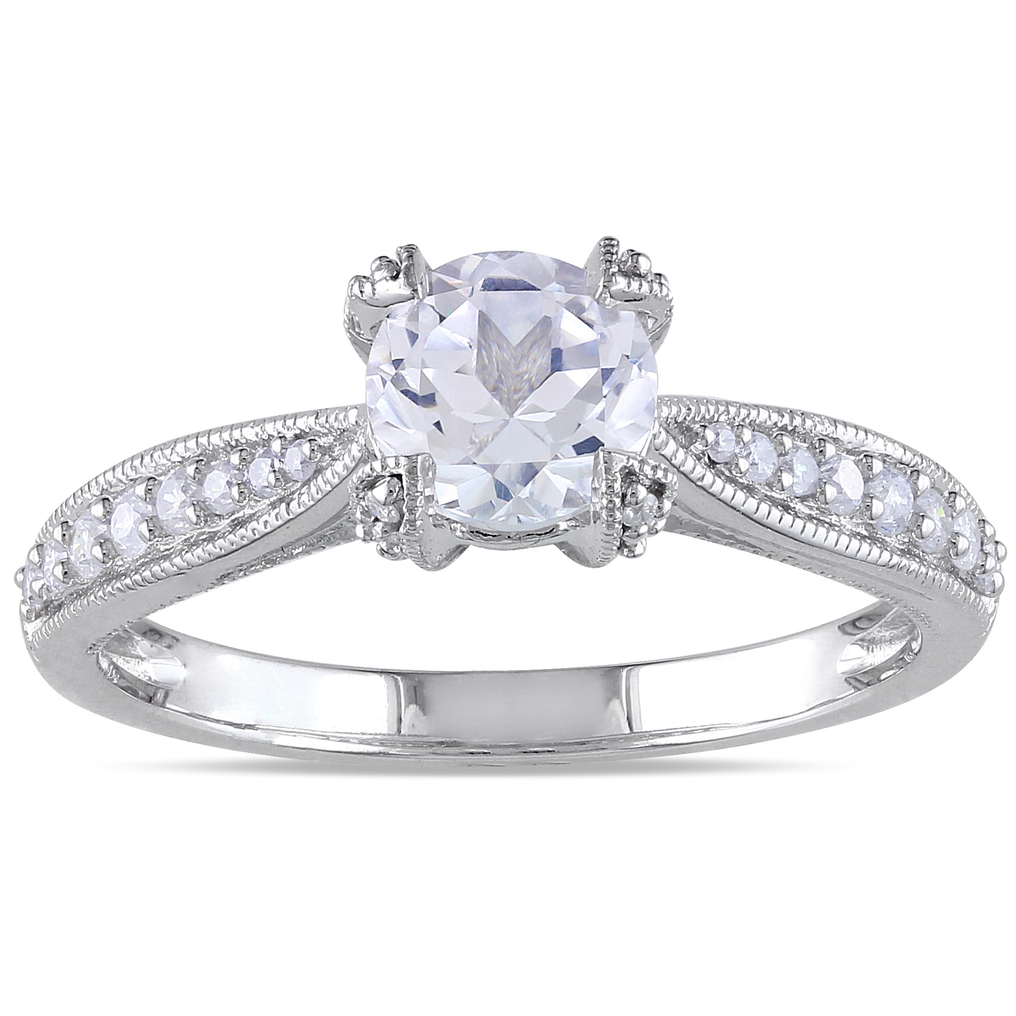 +Quick View Miadora Sterling Silver White Sapphire and 1/5ct TDW Diamond ... +Quick View Miadora Sterling Silver White Sapphire and 1/5ct TDW Diamond ...