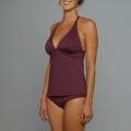Perry Ellis Swim Women's Black Plum 'Waterfall Racerback' Tankini