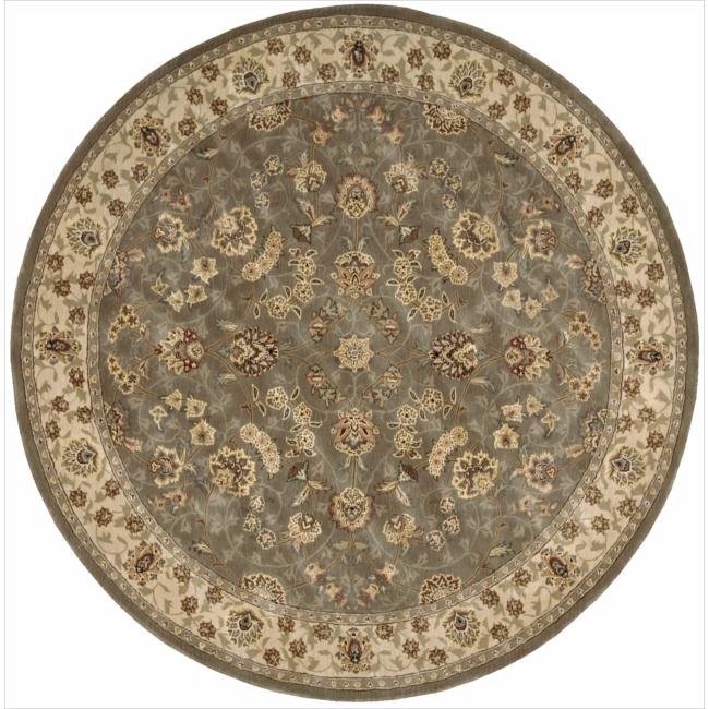 Hand-tufted Nourison 2000 Tabriz Green Rug (6' Round)