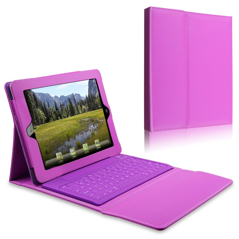 BasAcc Leather Case Stand with Bluetooth Keyboard for Apple iPad 2