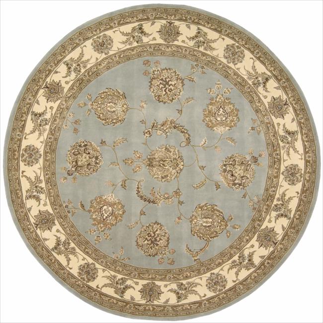 Hand-tufted Nourison 2000 Kashan Blue Cloud Rug (4' Round)